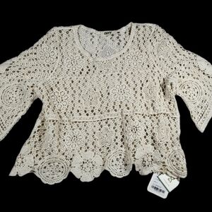 Crochet Lace top Sz Medium  Fairy,Cottagecore Bohemian Boho Country,Prairie, Y2K